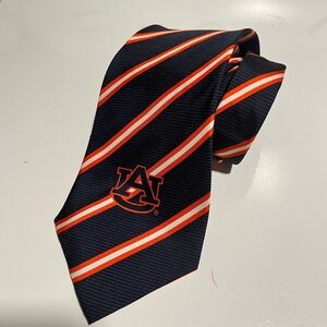 LARSON Auburn University Tigers Tie Classic Length Blue Orange Striped NCAA Silk